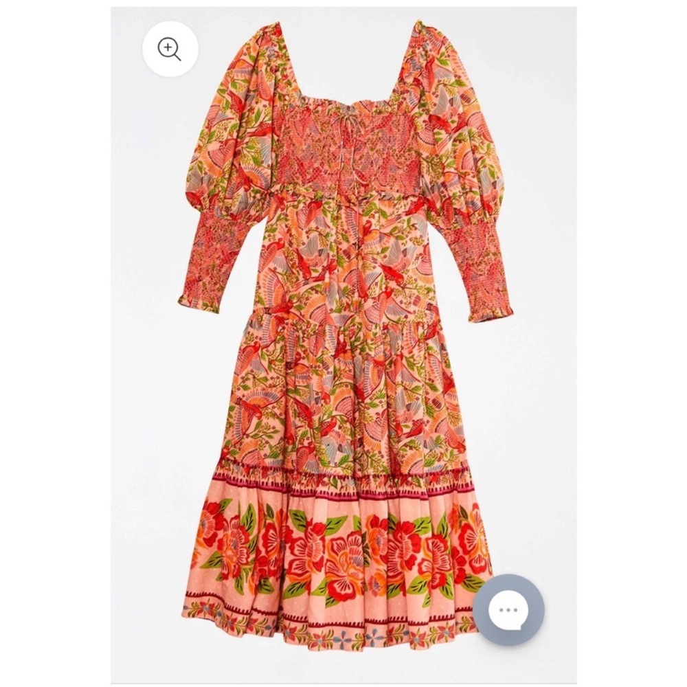 Farm Rio Pink Macaw long sleeve maxi dress